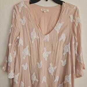 Honey Belle Embroider Oversize Blush Spring Boho Cottagecore Dress/ Tunic S